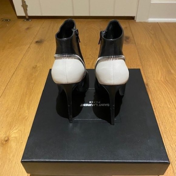 Black and White Saint Laurent Zipper booties - Picture 5 of 12